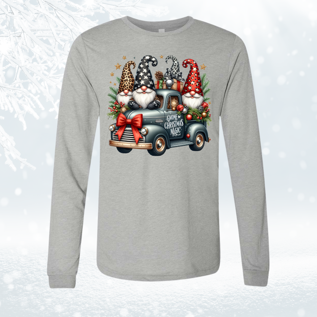 Merry Christmas Gnome Truck Long Sleeve Shirt