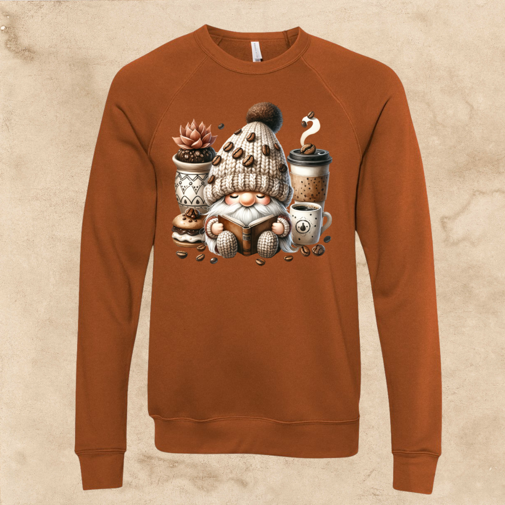 Coffee Gnome with a Donut Sweatshirt for Adults