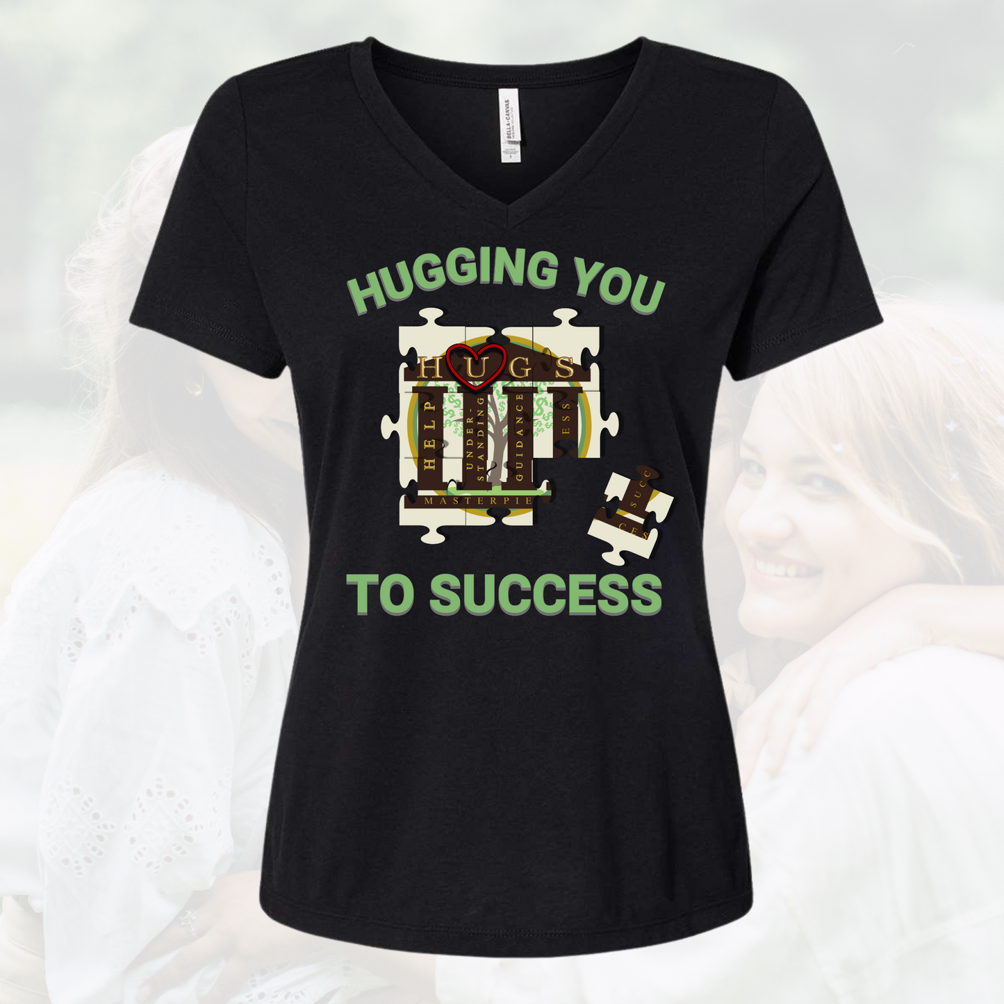 Hugging You To Success Woman's Vneck Tee