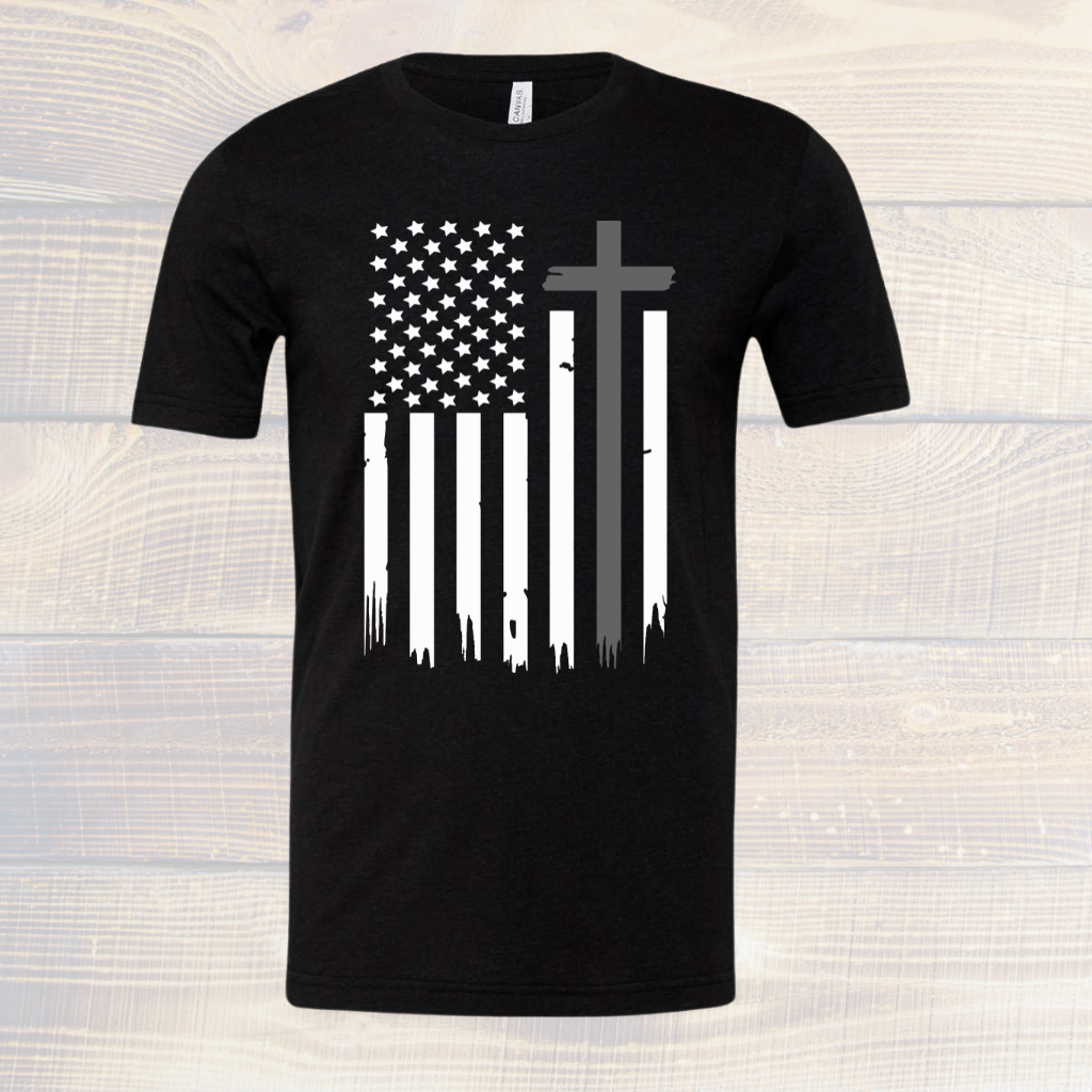 American Flag Cross Tee Shirt