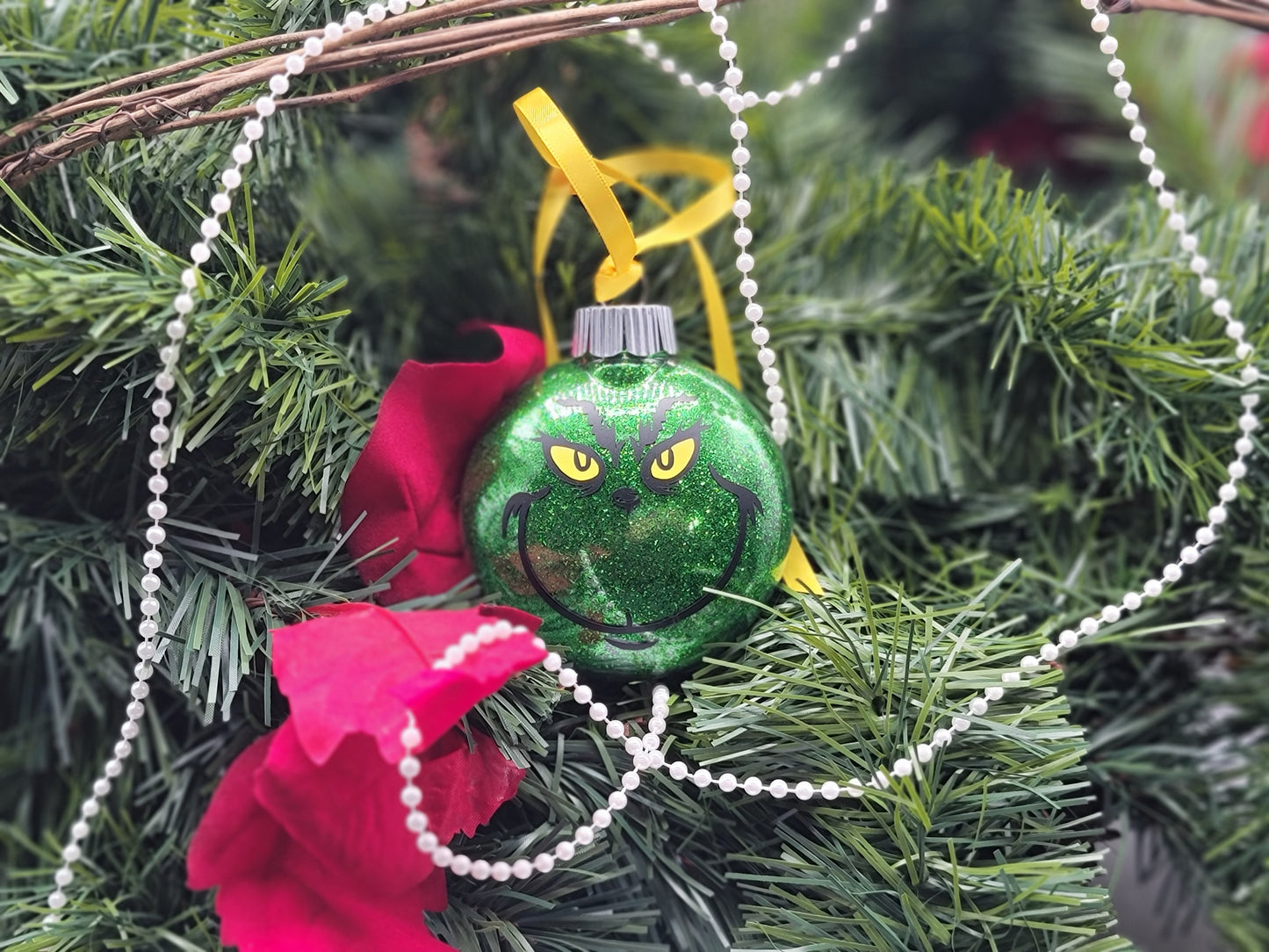 Grinch Glitter Ornaments