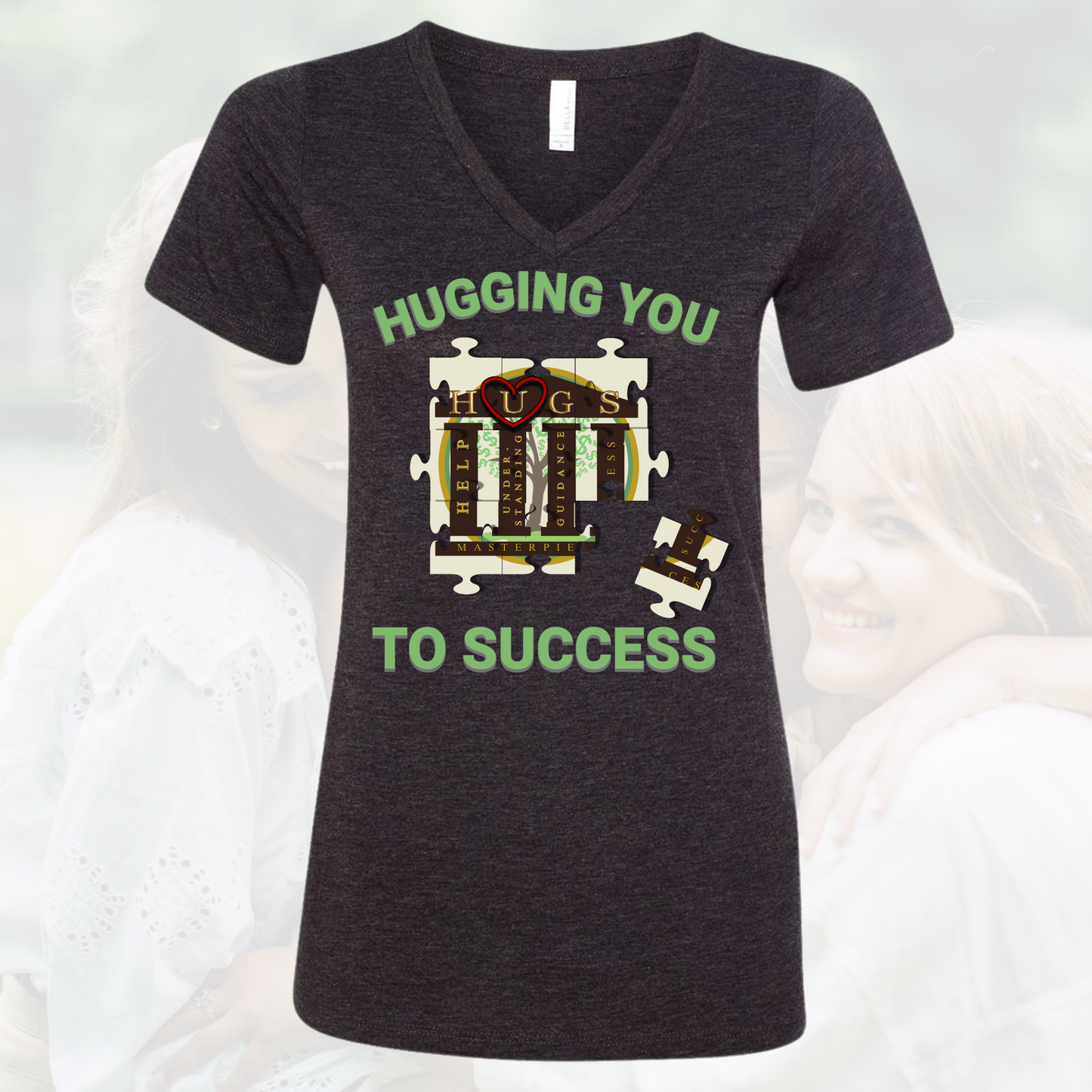 Hugging You To Success Woman's Vneck Tee