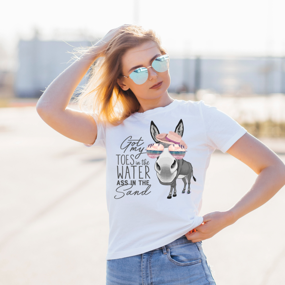 Vacation Toes in the Water Tee with beach slogan design, perfect for beach getaways.