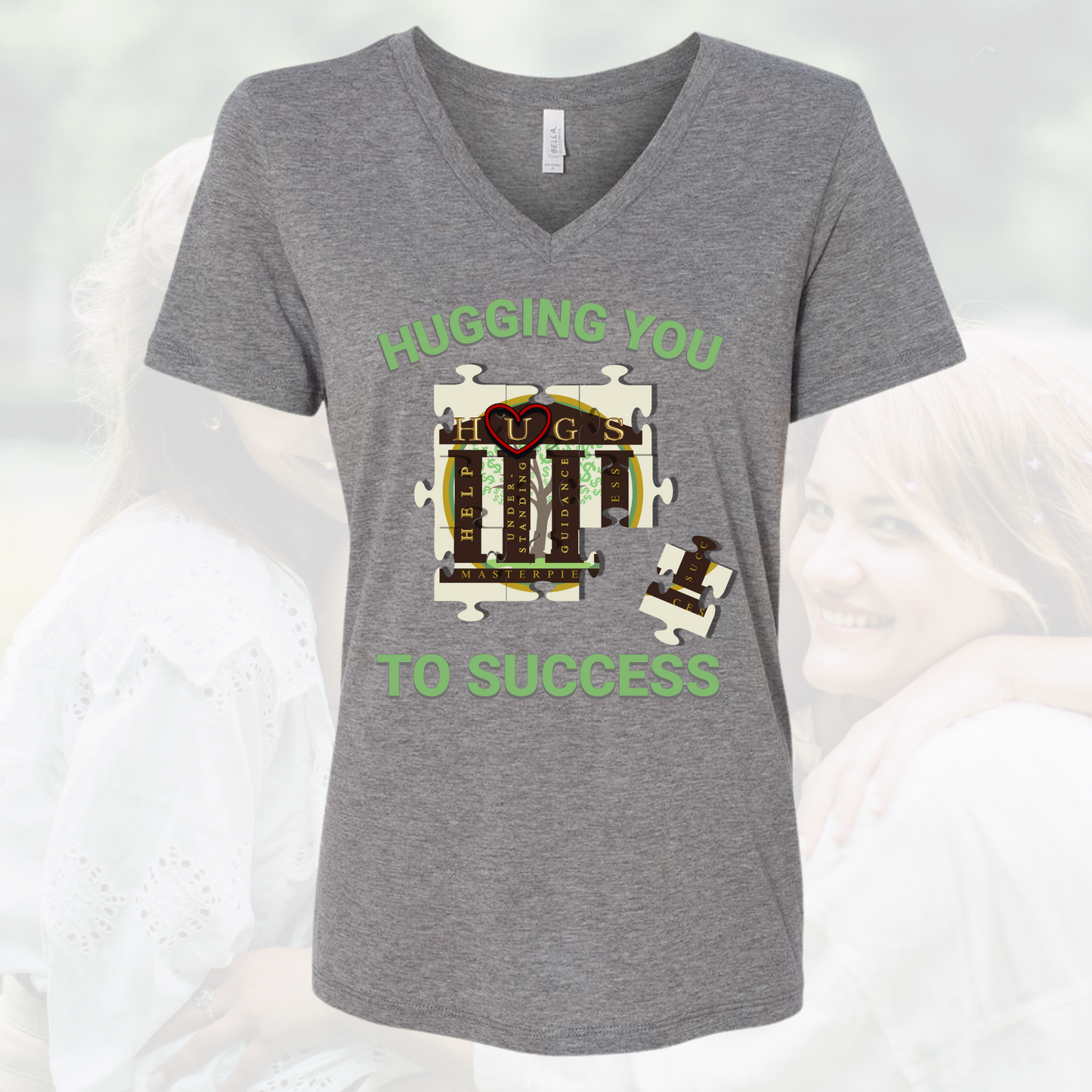 Hugging You To Success Woman's Vneck Tee