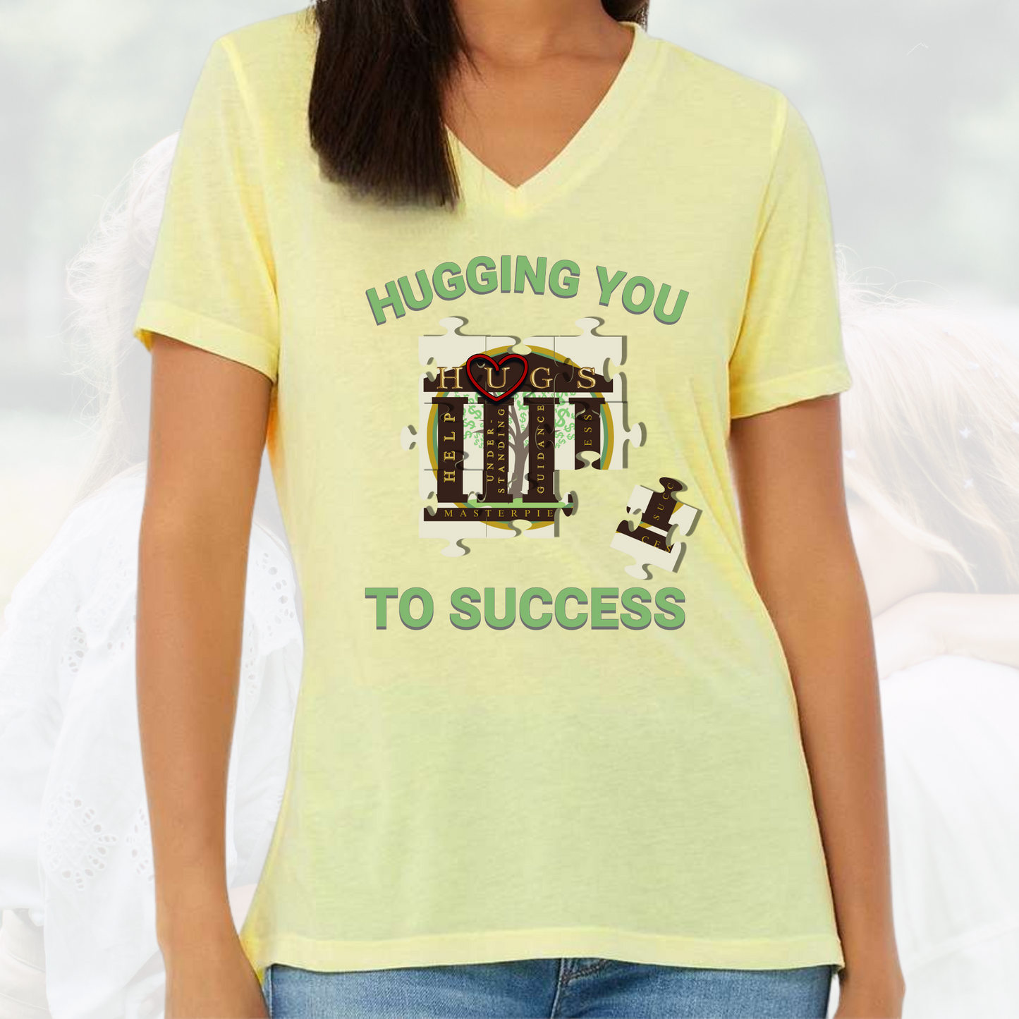 Hugging You To Success Woman's Vneck Tee