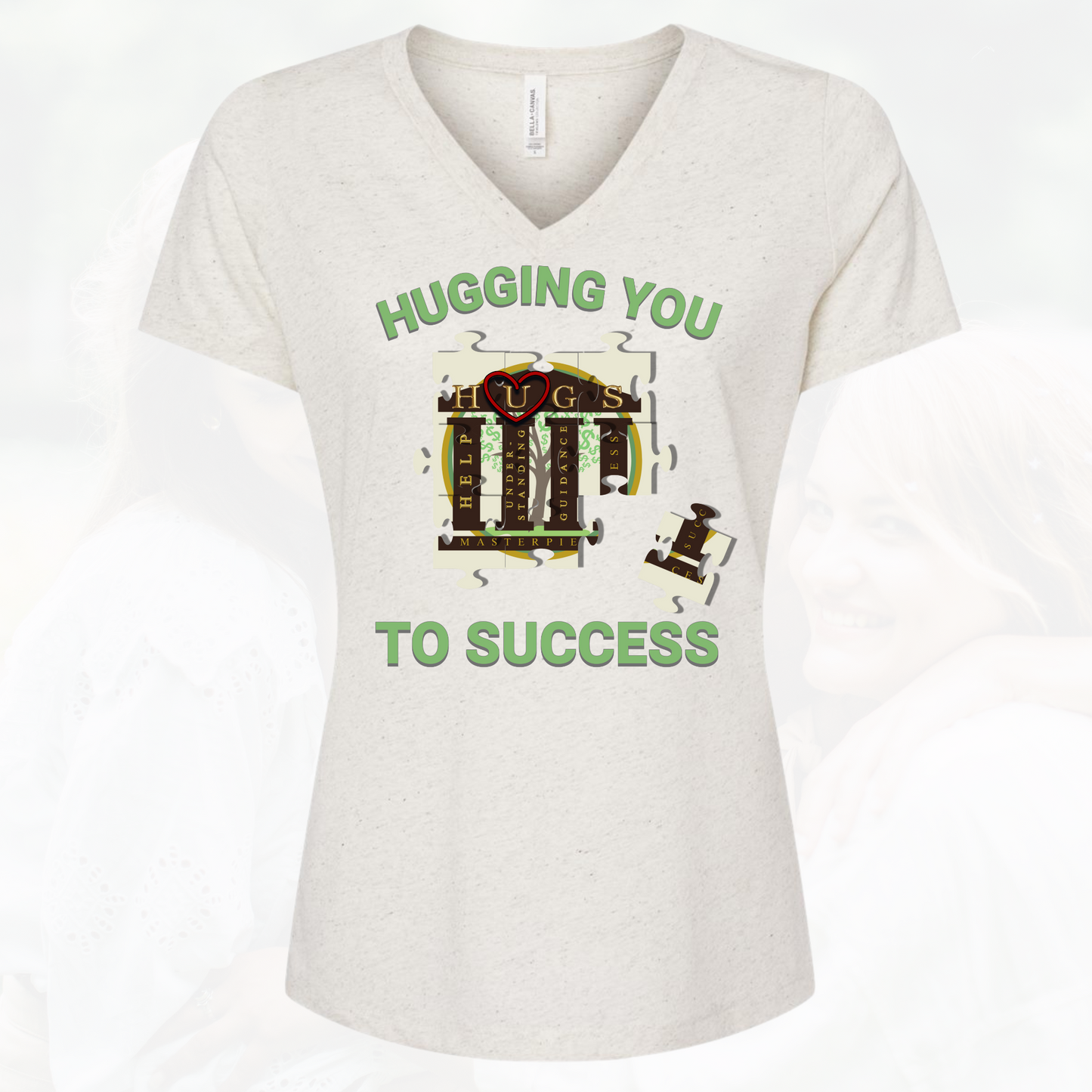 Hugging You To Success Woman's Vneck Tee